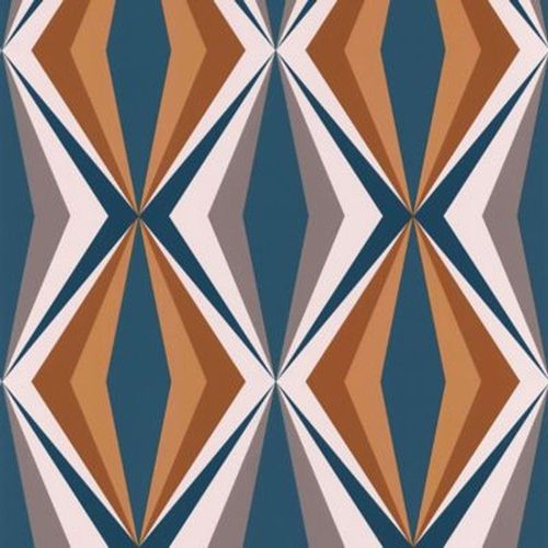 Papier peint Bensimon vinyle intissé losange seventies bleu noisette
