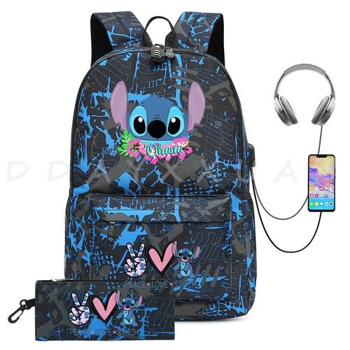 Sac à Dos Can O And Stitch Pour Ordinateur Portable 18 "" Charge Usb étanche Capacité Sac à Dos D'affaires Cartable Voyage Plus Grand Adolescents