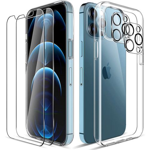 Coque Silicone Pour Iphone 13 Pro Max (6,7) + 2 Verres Trempes Ecran Et 2 Protections Camera Arriere
