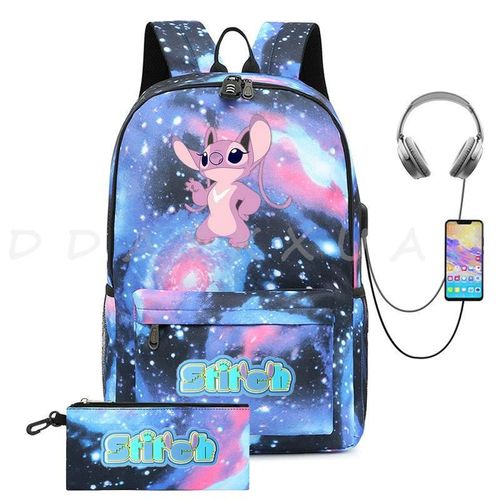 Sac à Dos Can O And Stitch Pour Ordinateur Portable 18 "" Charge Usb étanche Capacité Sac à Dos D'affaires Cartable Voyage Plus Grand Adolescents