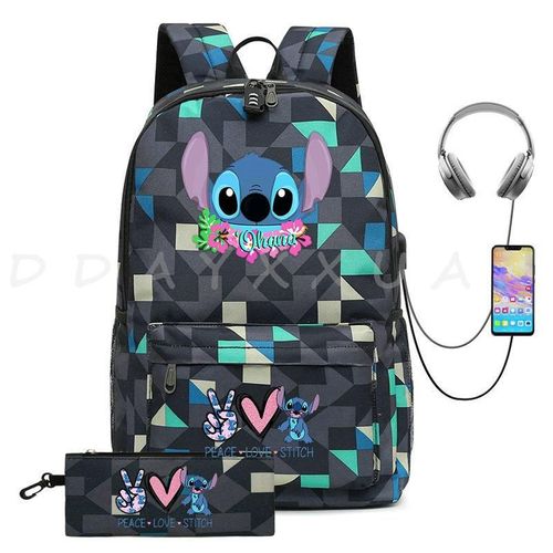 Sac à Dos Can O And Stitch Pour Ordinateur Portable 18 "" Charge Usb étanche Capacité Sac à Dos D'affaires Cartable Voyage Plus Grand Adolescents