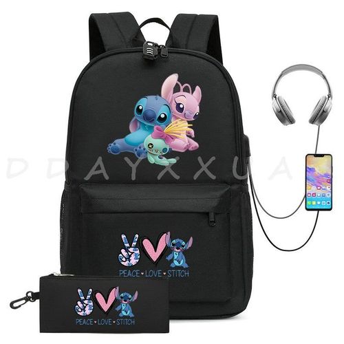 Sac à Dos Can O And Stitch Pour Ordinateur Portable 18 "" Charge Usb étanche Capacité Sac à Dos D'affaires Cartable Voyage Plus Grand Adolescents