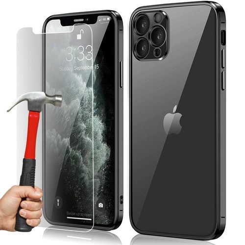 Coque Silicone Pour Iphone 13 Pro Max Noir Et 2 Verres Trempes Vitre Protection D'ecran