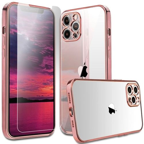 Coque Silicone Pour Iphone 13 Pro Max Rose Et 2 Verres Trempes Vitre Protection D'ecran