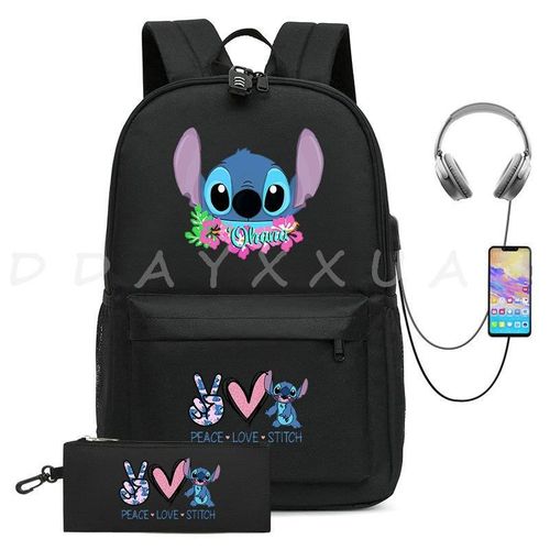 Sac à Dos Can O And Stitch Pour Ordinateur Portable 18 "" Charge Usb étanche Capacité Sac à Dos D'affaires Cartable Voyage Plus Grand Adolescents