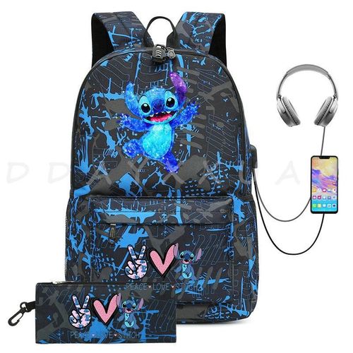 Sac à Dos Can O And Stitch Pour Ordinateur Portable 18 "" Charge Usb étanche Capacité Sac à Dos D'affaires Cartable Voyage Plus Grand Adolescents