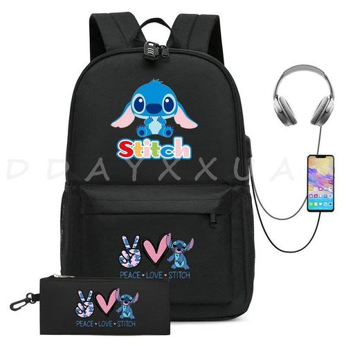 Sac à Dos Can O And Stitch Pour Ordinateur Portable 18 "" Charge Usb étanche Capacité Sac à Dos D'affaires Cartable Voyage Plus Grand Adolescents