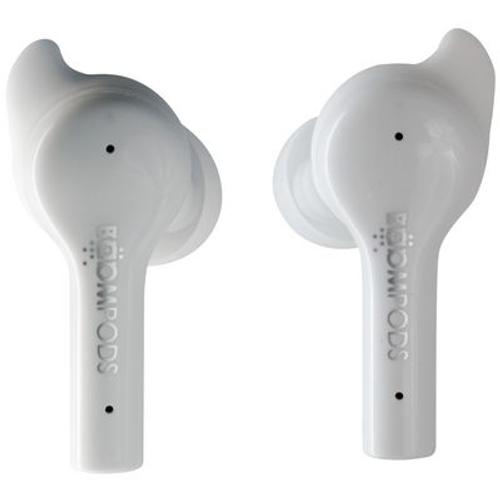 Boompods Bassline GO Bluetooth Hi-Fi écouteurs intra-auriculaires intra-auriculaire micro-casque, volume réglable, résistant à  la sueur, commande tactile blanc