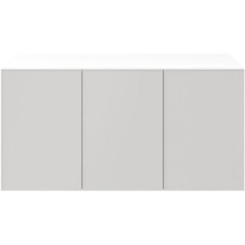 Buffet Blanc 3 Portes Grises Claires Mates Goodhome Atomia H. 75 X L. 150 X P. 47 Cm