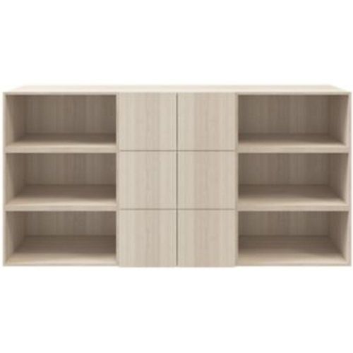 Buffet Semi Ouvert Effet Chêne 9 Cases 6 Portes Goodhome Atomia H. 112 5 X L. 225 X P. 37 Cm