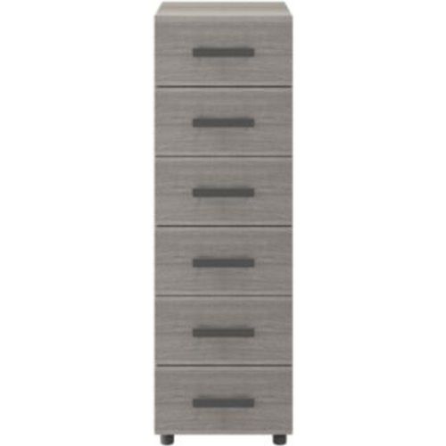 Commode Sur Pieds Effet Chêne Grisé 6 Tiroirs Goodhome Atomia H. 112 5 X L. 37 5 X P. 45 Cm