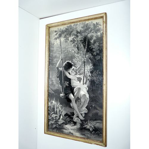 Gravure Sur Soie Couple D'amoureux