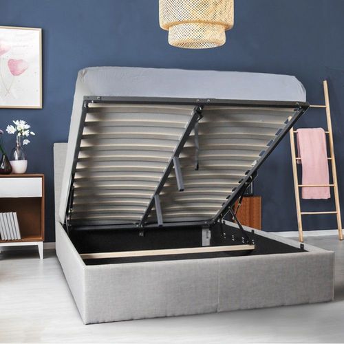 Lit Coffre Parma 140x190 + 1 Sommier / Gris Clair/ 201x149x99