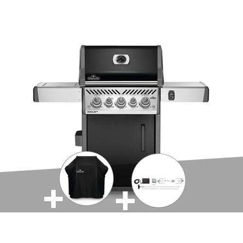 Barbecue à gaz Napoleon Rogue SE 425 SIB noir 3 brûleurs + Housse de protection + Rôtissoire