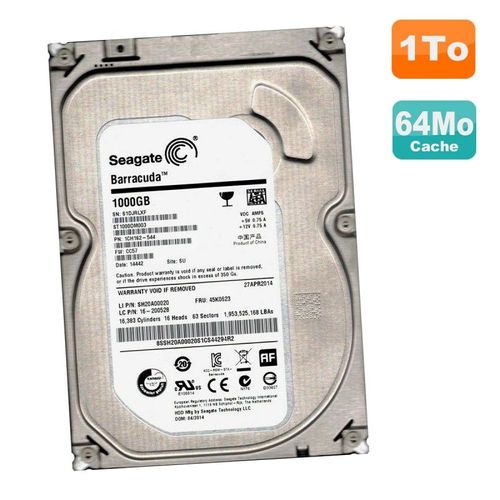 Disque Dur 1To SATA 3.5" Seagate Barracuda ST1000DM003 1CH162-544 CC57 45K0623