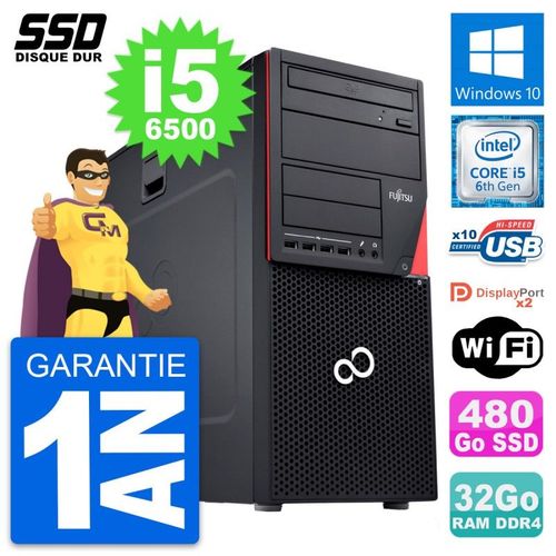 PC Tour Fujitsu Esprimo P756 MT Intel i5-6500 RAM 32Go SSD 480Go Windows 10 Wifi