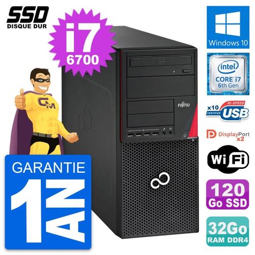 PC Tour Fujitsu Esprimo P756 MT Intel i7-6700 RAM 32Go SSD 120Go Windows 10 Wifi