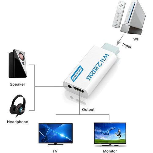 Adaptateur Wii Full HD 1080P vers HDMI, convertisseur Audio 3.5mm compatible Wii2 pour écran de moniteur HDTV PC