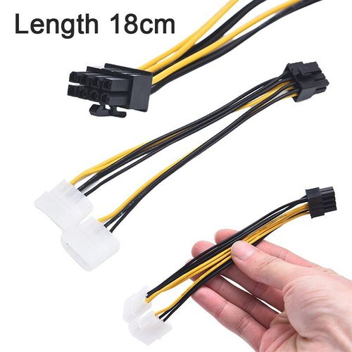 Cordon D'alimentation Pour Carte Graphique, 18cm, 4 Broches Vers Double Port D, 8 Broches (6 + 2)