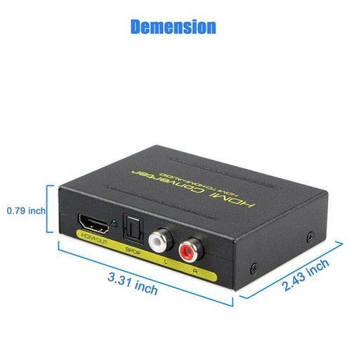 Convertisseur extracteur Audio HDMI vers HDMI optique + SPDIF + RCA L/R, adaptateur séparateur 1080P AC