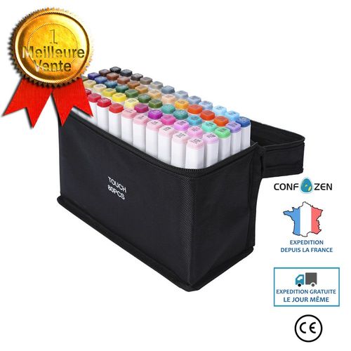 Confo® Marker Lot De 80 Marqueurs Feutres À Alcool Double Pointe Animation Art Esquisse Feutres À Double Extrémités Aquarelle Dessin