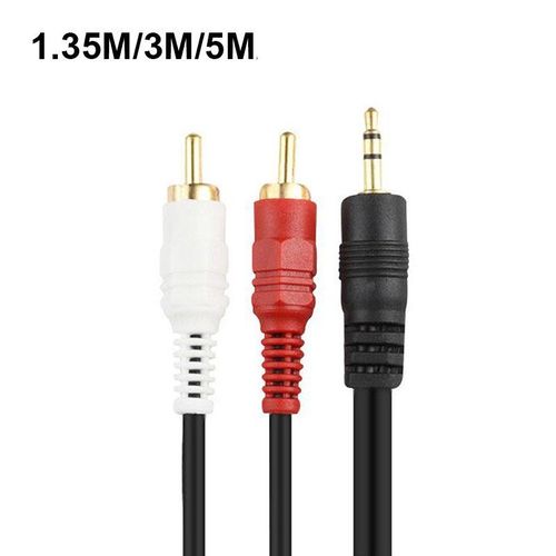 Connecteur De Câble D'Extension Mâle Vers Av 2 Rca, 1.35m 3m 5m 3.5mm, Pour Téléphone, Tv, Aux, Ordinateur, Haut-Parleurs, Câbles Audio De Musique