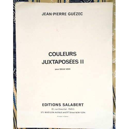 Couleurs Juxtaposées Ii, Partition Chant Choral Pour 2 Voix (St) - Jean-Pierre Guézec