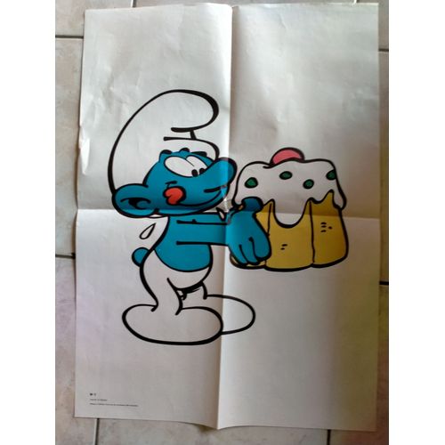 Poster D'1 Schtroumpf En Couleur Format 61cmx 43,5cm