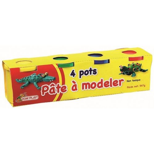 Lot De 4 Pots De Pate A Modeler 4 Couleurs Differentes Kim'play 585-00166 Jouet Enfant Creatif Atelier