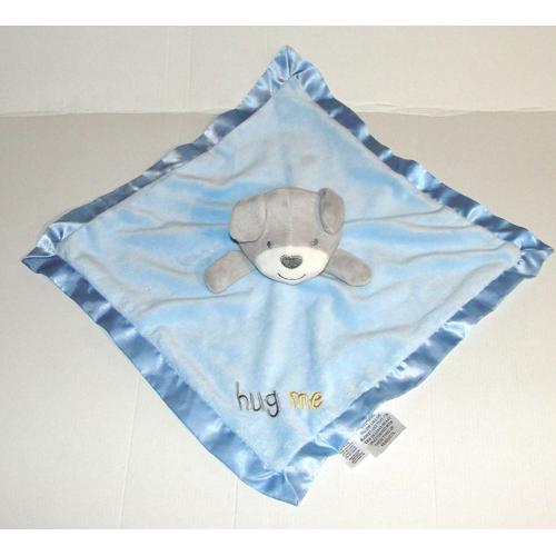 Doudou Plat Chien Gris Bleu Hug Me Baby Kiss