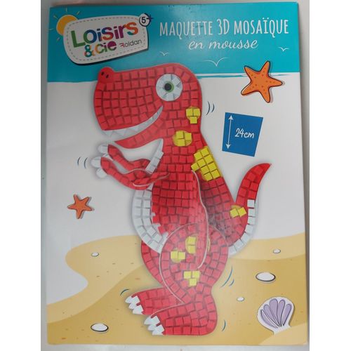 Kit 2 En 1 : Puzzle Maquette 3d Dinosaure + Mosaique Mousse Numéro