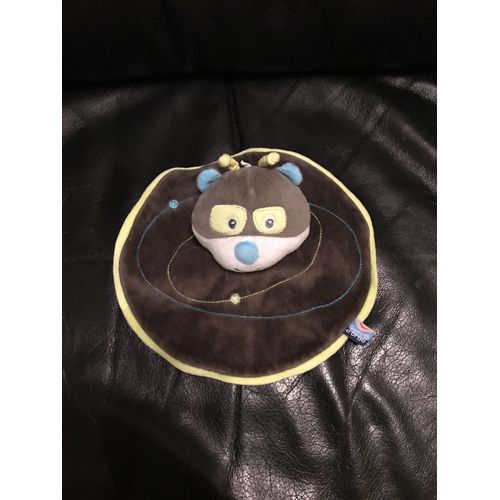 Doudou Plat Rond Cajou Sucre D'orge Ours Panda Marron Bleu Vert Blanc