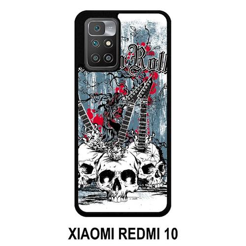 Coque Xiaomi Redmi 10 - Heavymetal Rock N Roll Skulls - Silicone - Noir