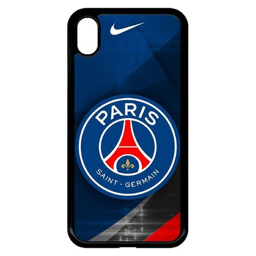 Coque Iphone Xr - Psg Paris Saint Germain Metalise - Noir