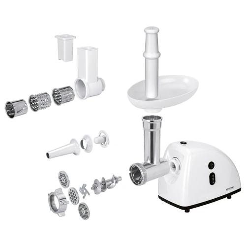 Hachoir électrique à viande avec poussoir à saucisses 3 disques de coupe 720W Blanc MPM MMM-06