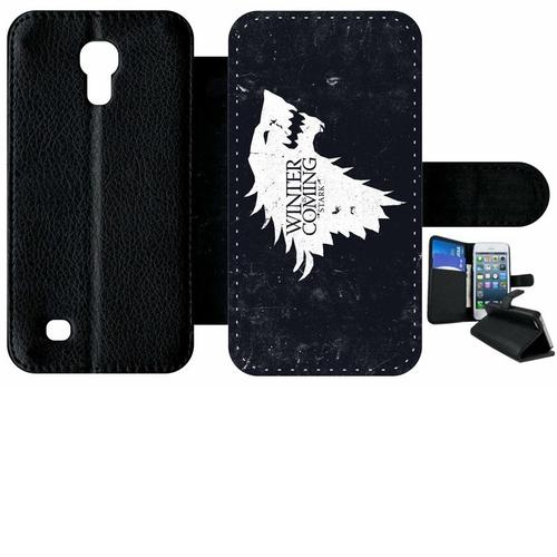 Etui À Rabat Samsung I9190 Galaxy S4 Mini - Maison Stark Winter Is Coming Alt - Simili-Cuir - Noir