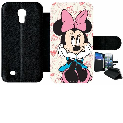 Etui À Rabat Samsung I9190 Galaxy S4 Mini - Disney Minnie Love - Simili-Cuir - Noir