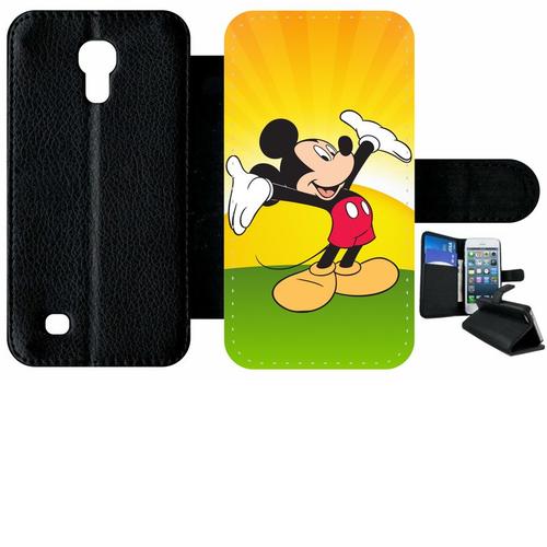 Etui À Rabat Samsung I9190 Galaxy S4 Mini - Disney Mickey - Simili-Cuir - Noir