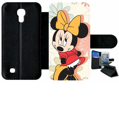 Etui À Rabat Samsung I9190 Galaxy S4 Mini - Disney Minnie Timide - Simili-Cuir - Noir