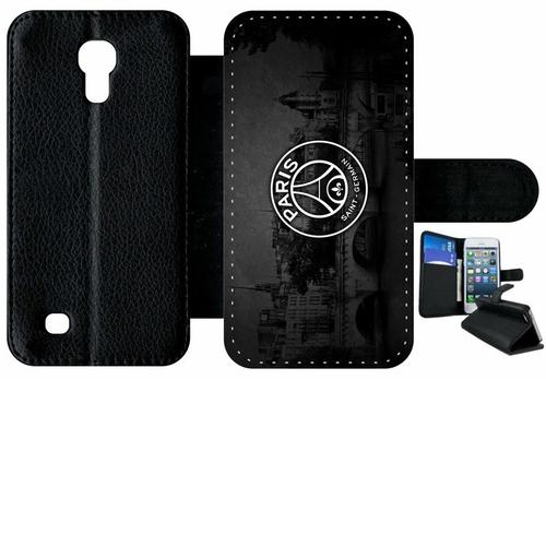 Etui À Rabat Samsung I9190 Galaxy S4 Mini - Psg Paris Saint Germain La Seine - Simili-Cuir - Noir