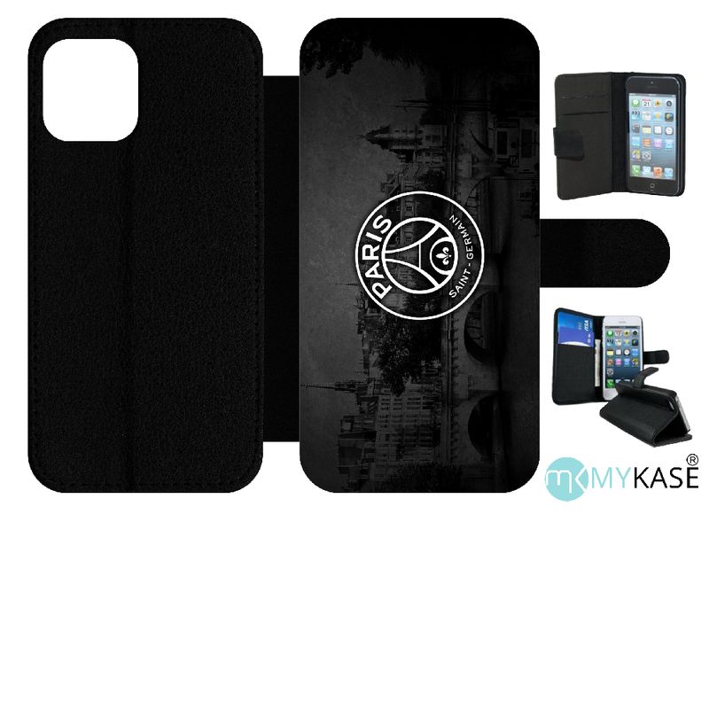 Etui À Rabat Iphone 12 Pro - Psg Paris Saint Germain La Seine - Simili-Cuir - Noir