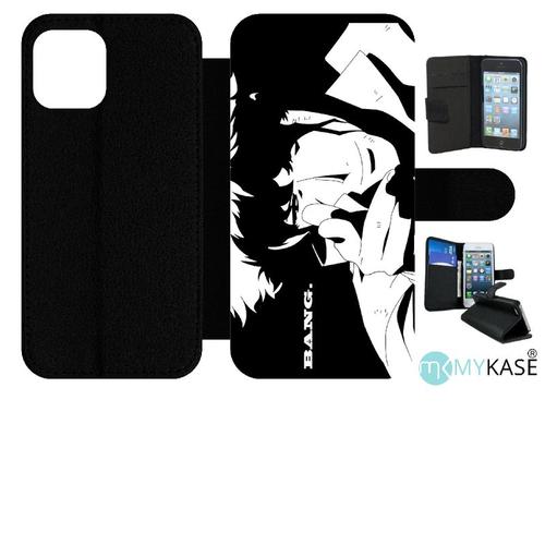 Etui À Rabat Iphone 12 Pro - Cowboy Bebop Spike Spiegel Bang - Simili-Cuir - Noir