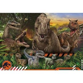 Puzzle 104 Pieces Pour Jurassic World Dinosaures T-Rex Et Velociraptor Dans La Foret - Puzzle Enfant Dino - Animaux Préhistoire