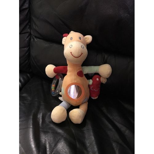 Doudou Peluche Girafe Sucre D'orge Avec Son Perroquet