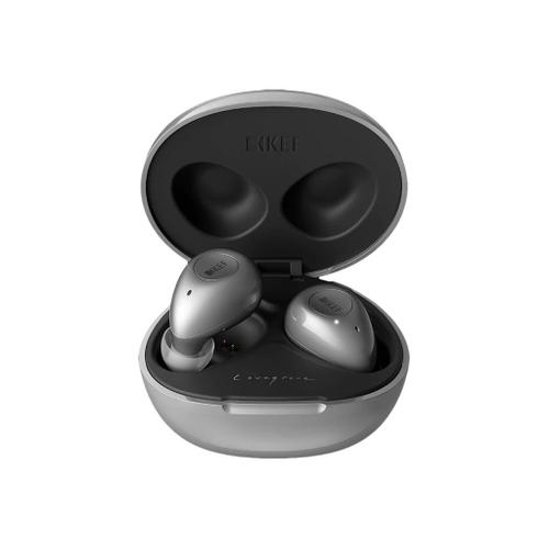 KEF Mu3 - Écouteurs sans fil avec micro - intra-auriculaire - Bluetooth - Suppresseur de bruit actif - gris argenté