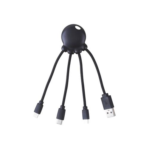 Xoopar Octopus - Câble Lightning - USB mâle pour Micro-USB de type B, Lightning, 24 pin USB-C mâle - 10 cm - noir