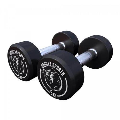 Gorilla Sports - Haltères Ronds Caoutchouc - De 2,5 À 40 Kg - Poids : 10 Kg (2 X 5 Kg)