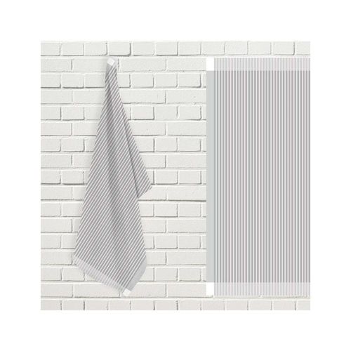 Lot De Torchons De Cuisine Coton Kent Blanc Et Gris, Par Soleil D'ocre