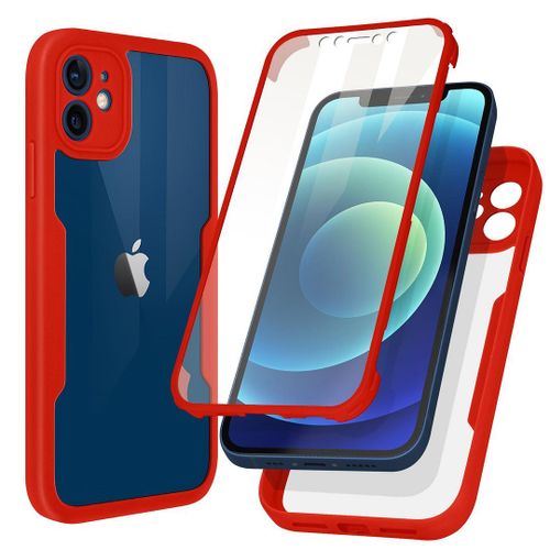 Coque Iphone 12 (6.1') Protection Integrale 360 Derge Rouge