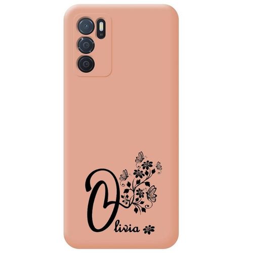 Coque Rose Oppo A16 Et A16s Avec Votre Prénom 13 Papillon Et Fleur